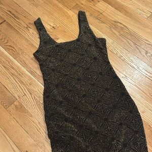 Elegant Black and Gold Midi Dress